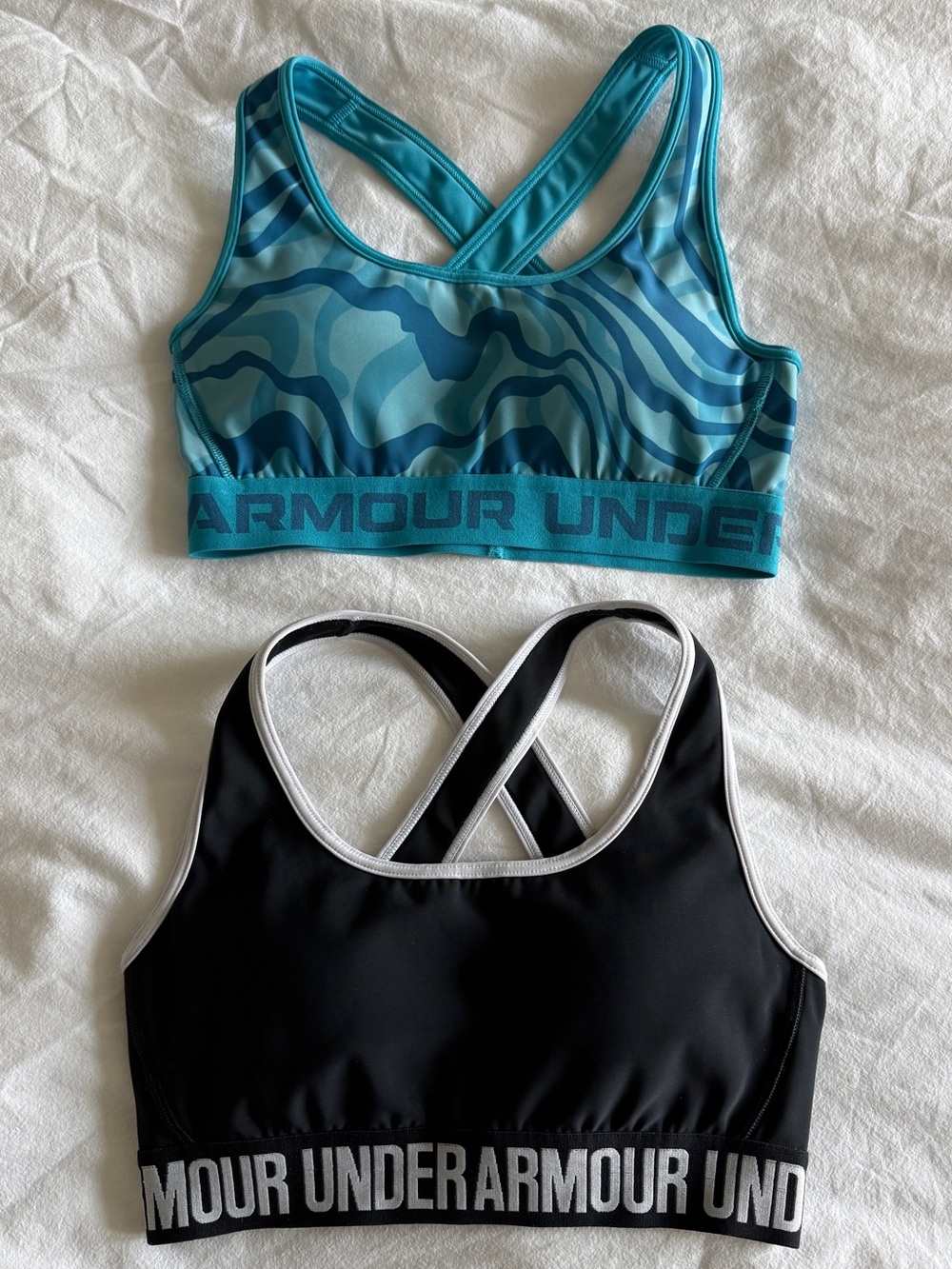 Under Armour Teal Camo & Black Cross-Back Sports Bras